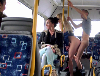 Public Bus Big Cock - Slutty as fuck blonde is sucking a big dick in the bus porn video