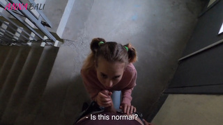 The tiny sister was embarrassed for a long time, but still deep throated her brother in the entrance